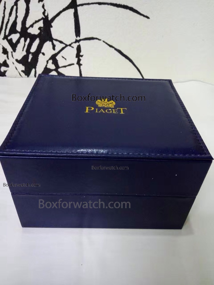 Replica Piaget Blue Leather Watch Box Wholesale - White Inside